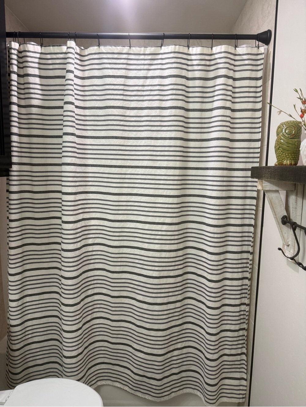 Threshold Black and White Striped Shower Curtain